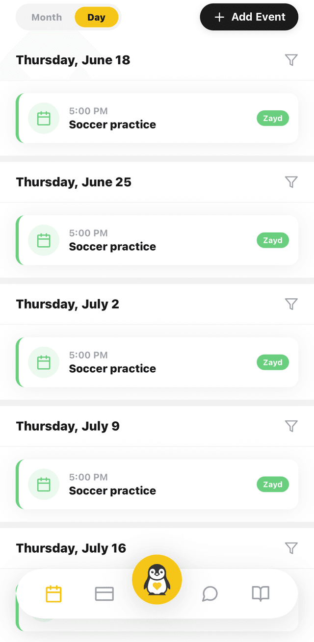 Shared calendar & handover