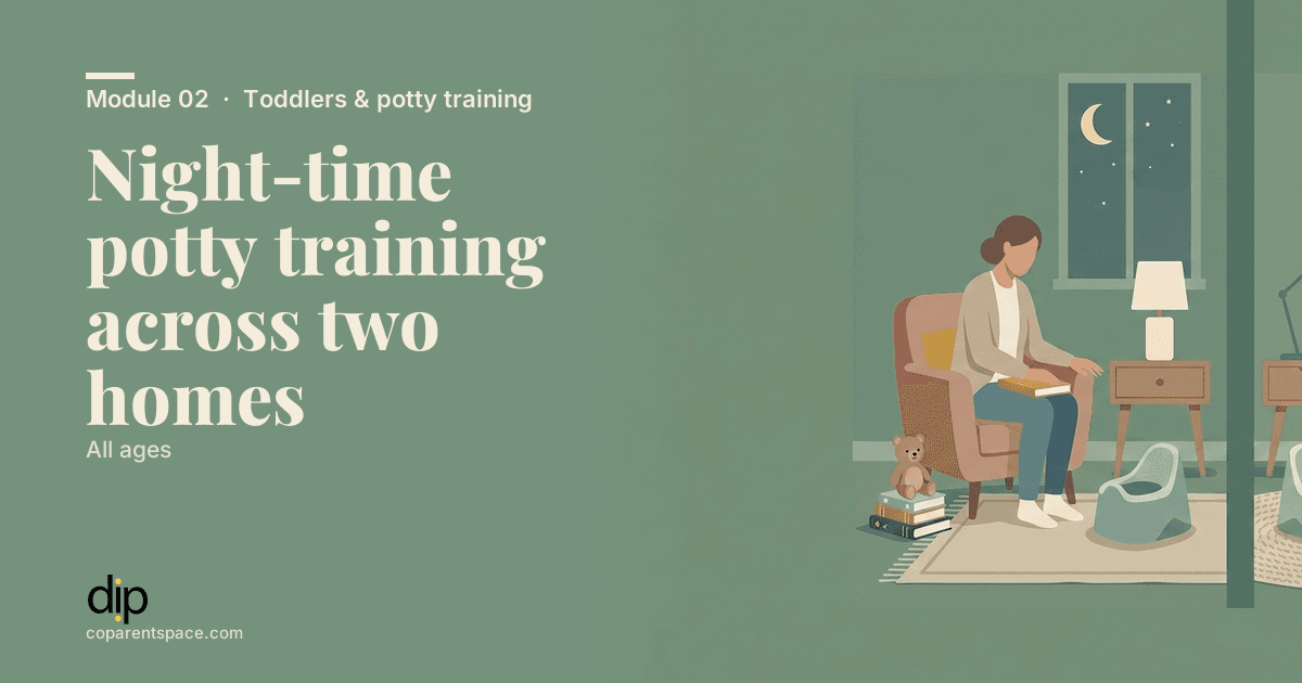 Night-time potty training across two homes