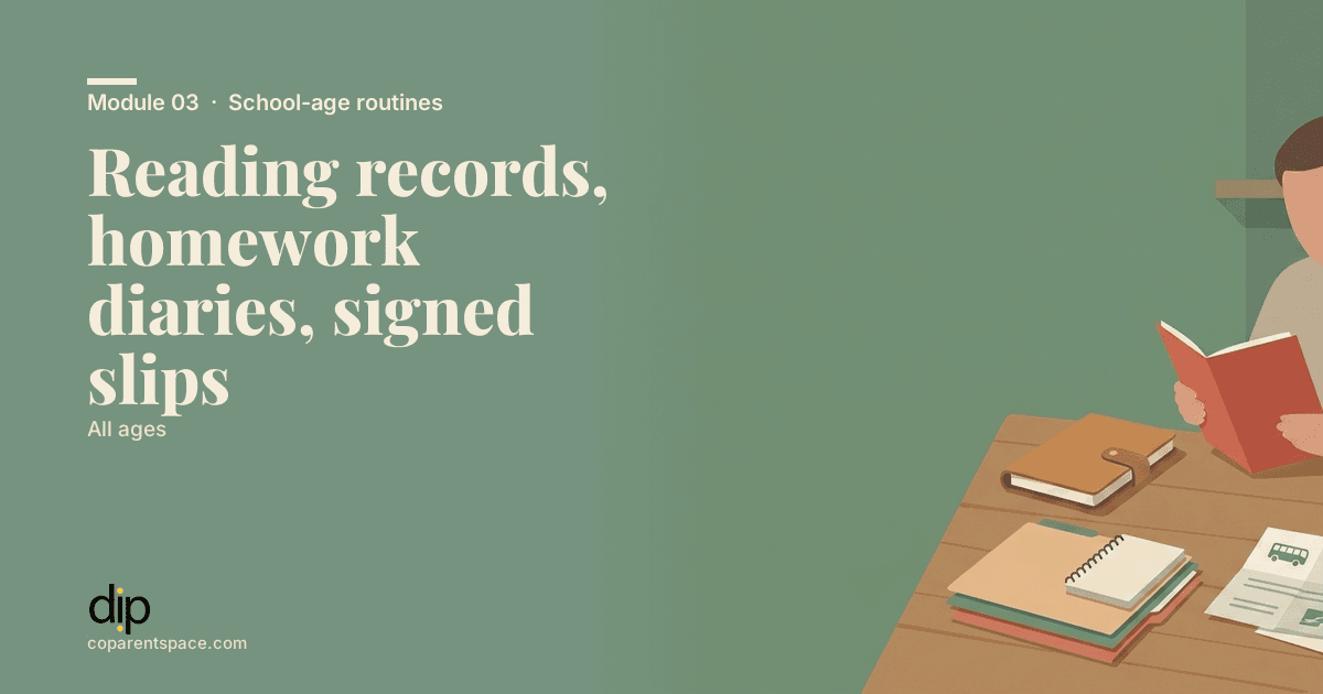 Reading records, homework diaries, signed slips