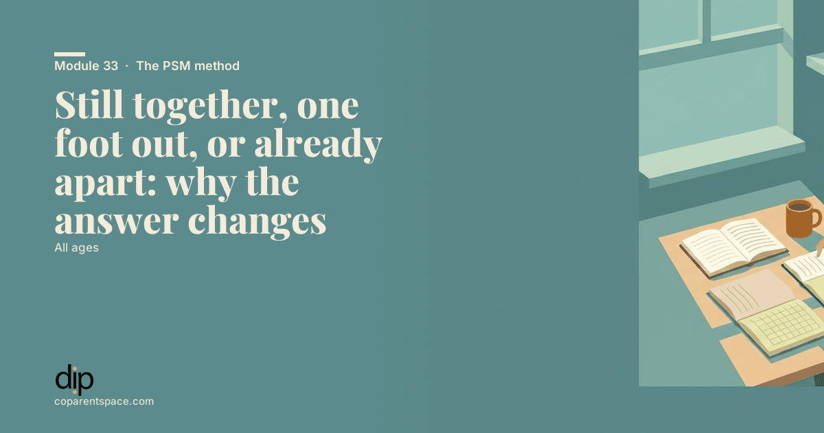 Still together, one foot out, or already apart: why the answer changes