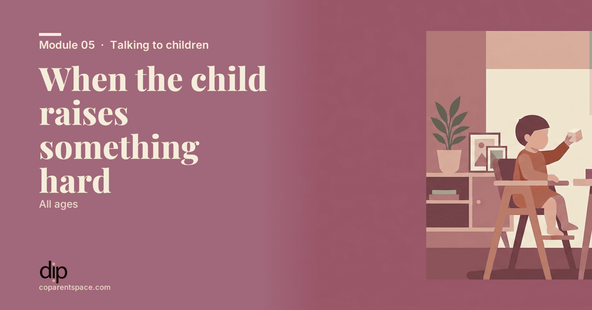 When the child raises something hard
